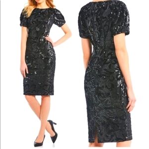 Antonio Melani Puff Sleeve Sequin/Velvet Dress